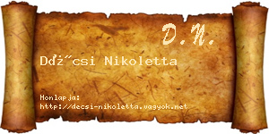 Décsi Nikoletta névjegykártya